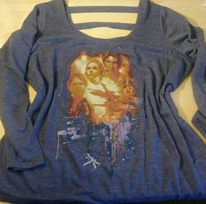 Star wars long sleeve cut out back shirt